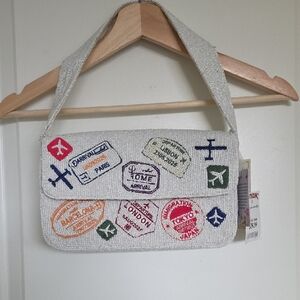 Viral Beaded Bag With Travel Passport Stamps
